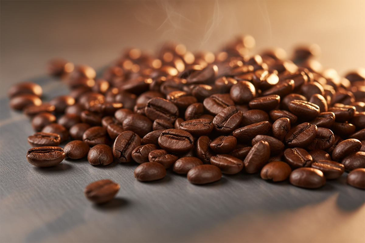 Decaffeinato beans close-up
